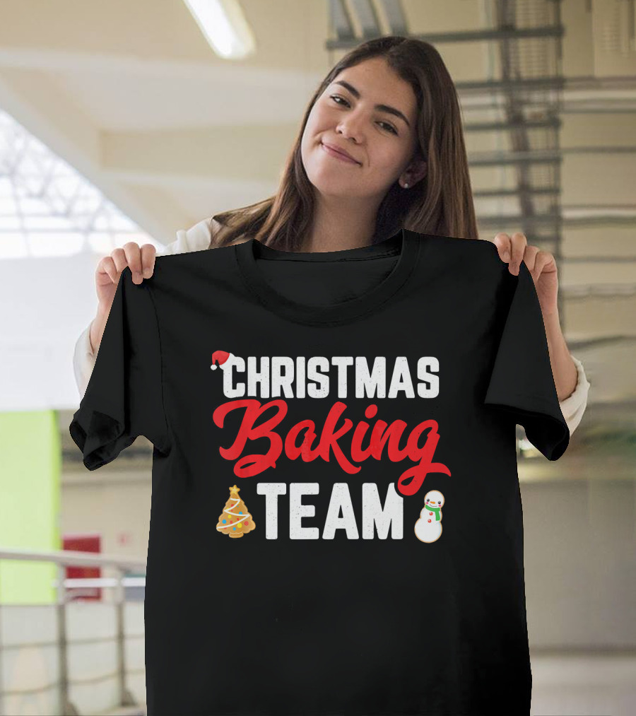 Christmas Baking Team Holiday Cookie Fun Christmas Tree Snowman T-Shirt