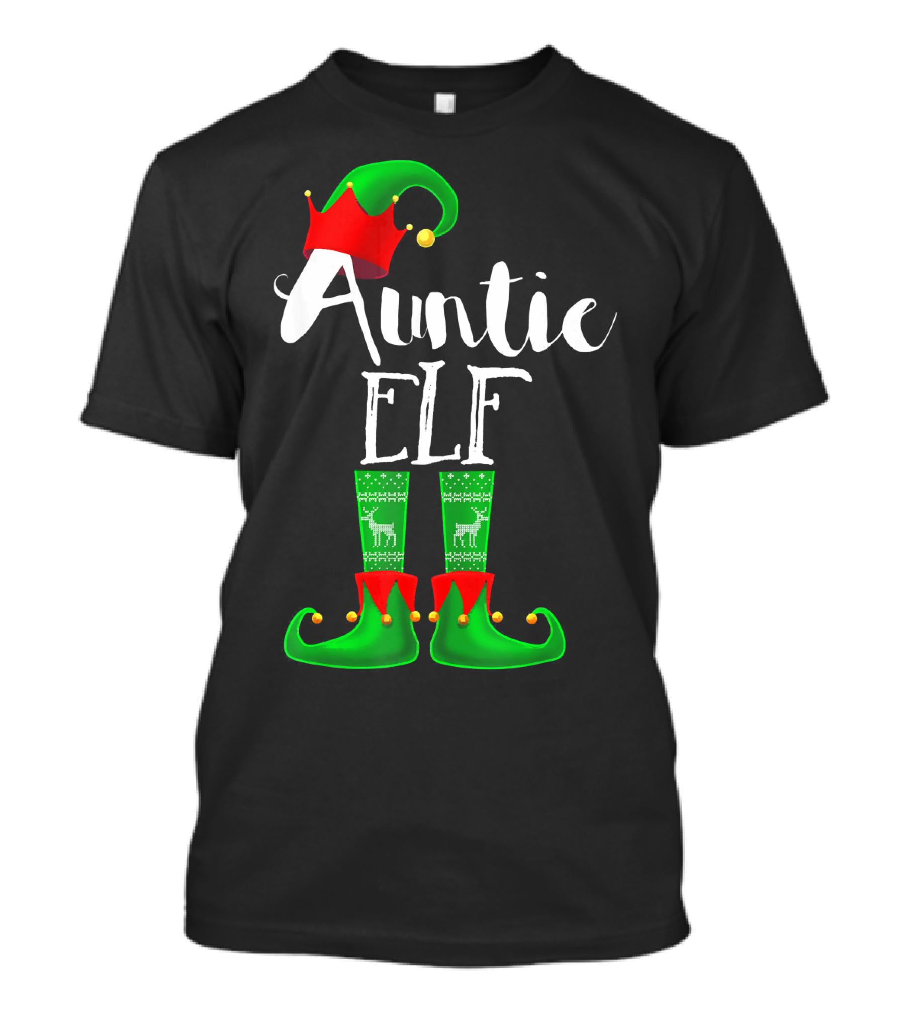 Auntie Elf Matching Family Christmas Socks And Hat T-Shirt