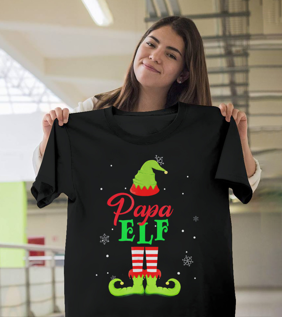 Papa Elf Snowflakes Holiday T-Shirt