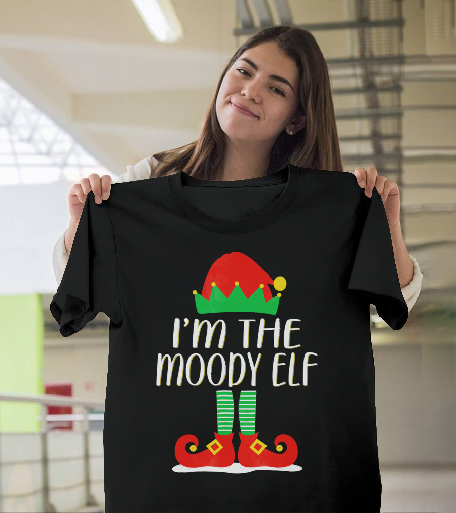 I'm the Moody Elf Christmas Outfit with Red Hat and Shoes T-Shirt
