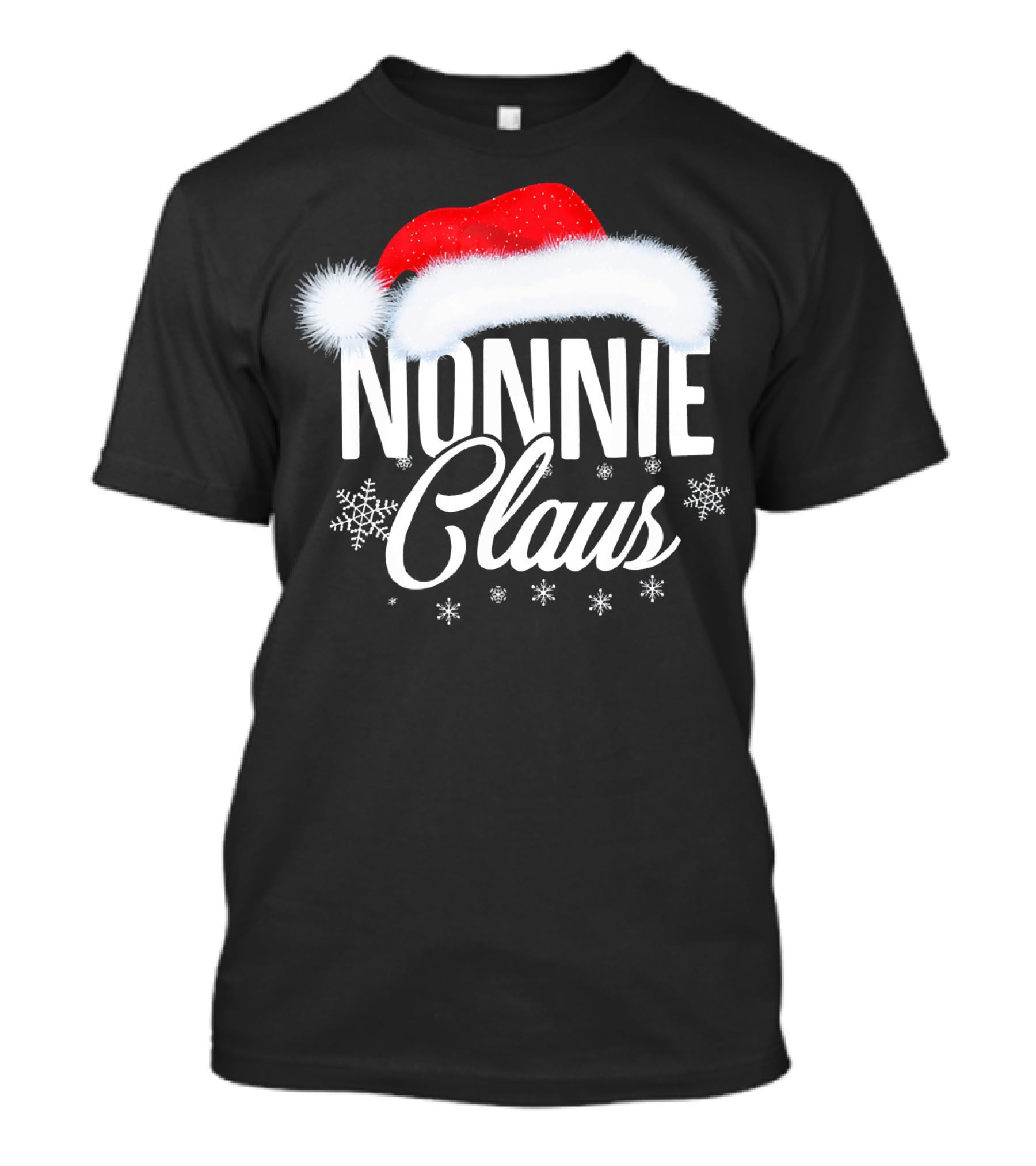Nonnie Claus Christmas Grandma Santa Hat Snowflakes T-Shirt