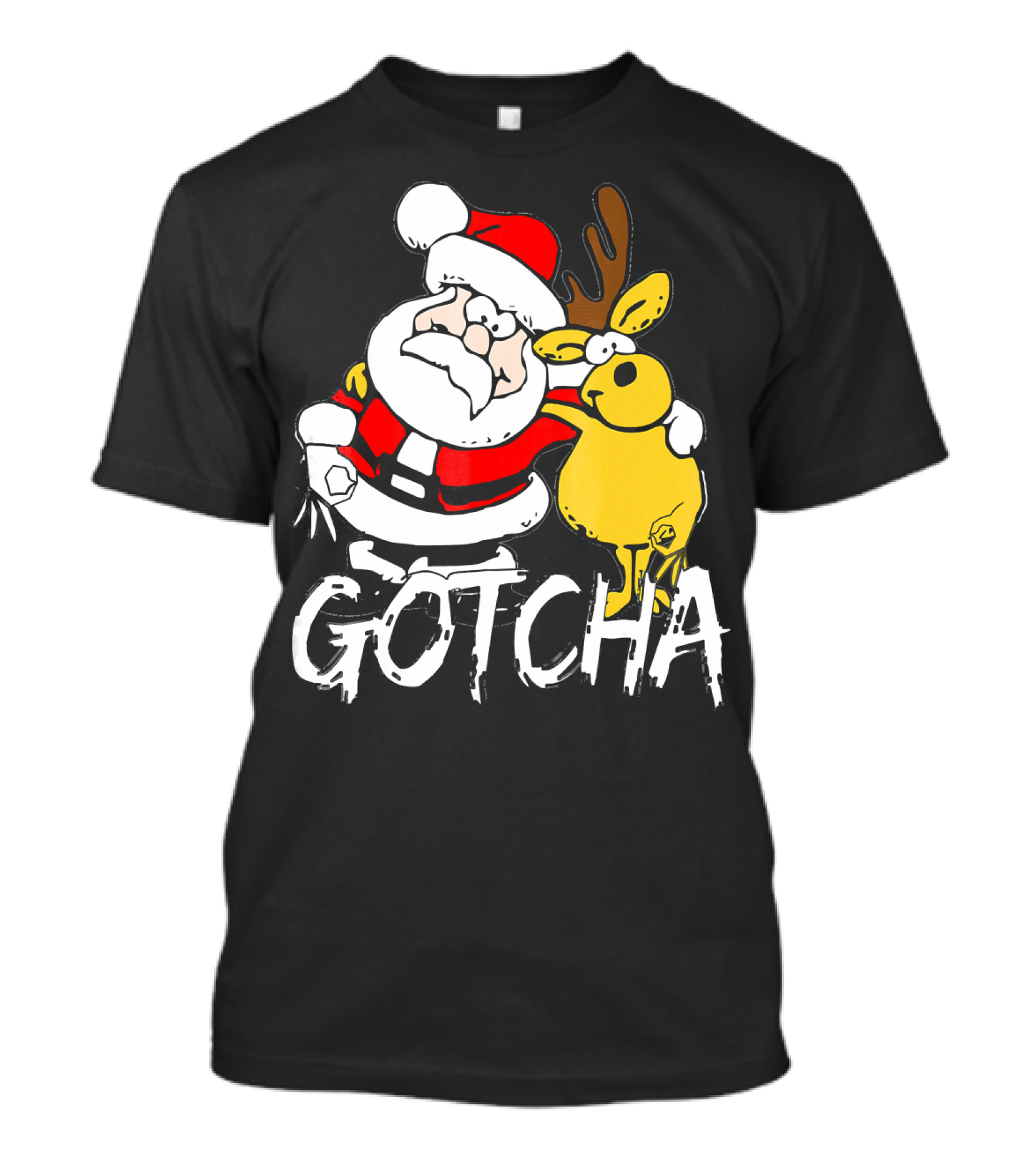 Santa Claus Gotcha Finger Circle Game With Reindeer T-Shirt