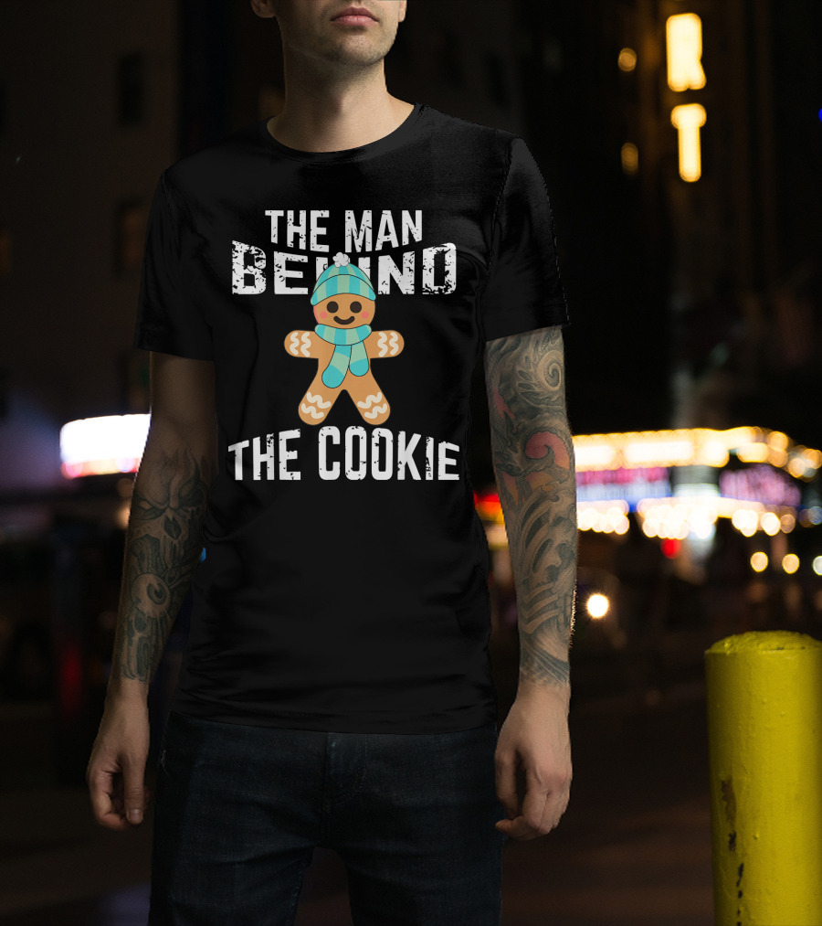 The Man Behind The Cookie Mens Christmas Pregnancy Announcement T-Shirt