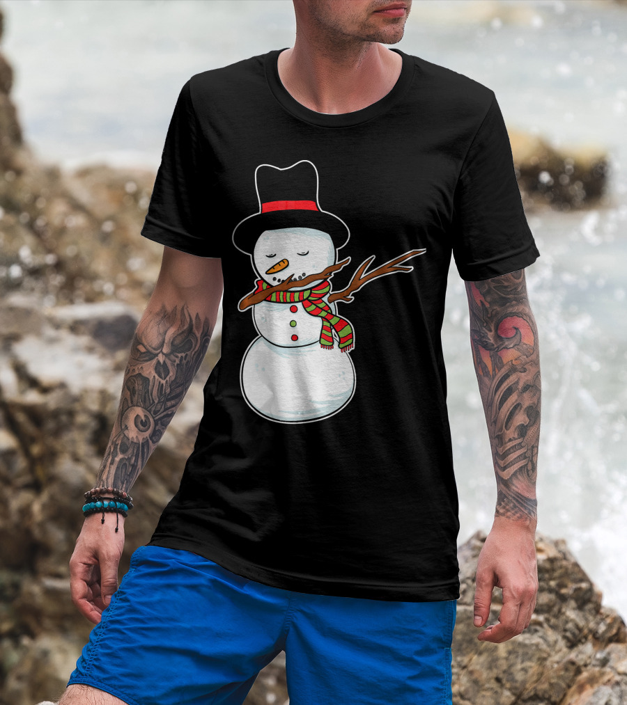 Dabbing Dab Snowman With Hat And Scarf T-Shirt