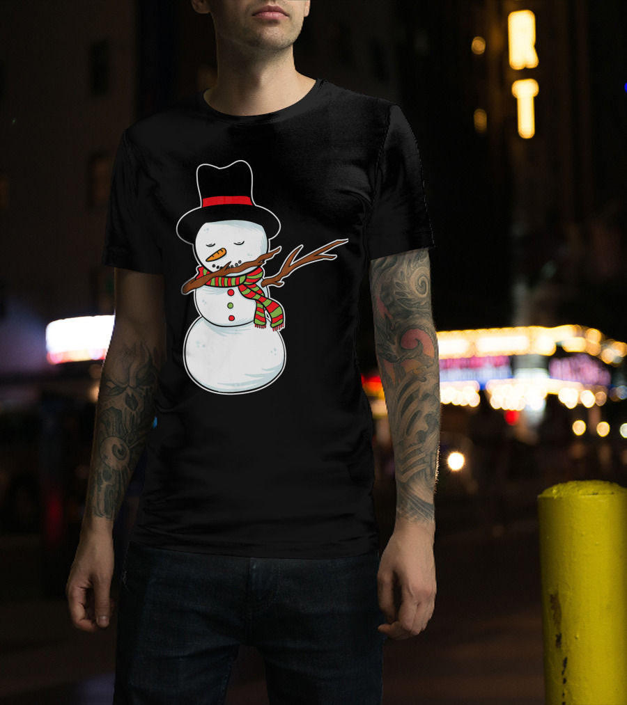 Dabbing Dab Snowman With Hat And Scarf T-Shirt