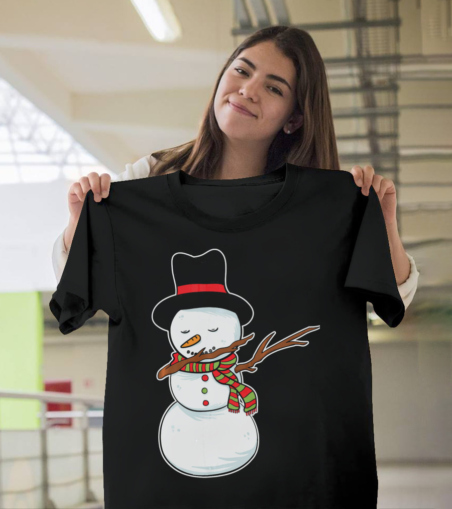 Dabbing Dab Snowman With Hat and Scarf T-Shirt