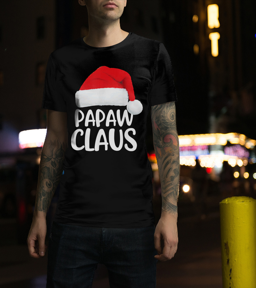 Papaw Claus Red Santa Hat Christmas T-Shirt