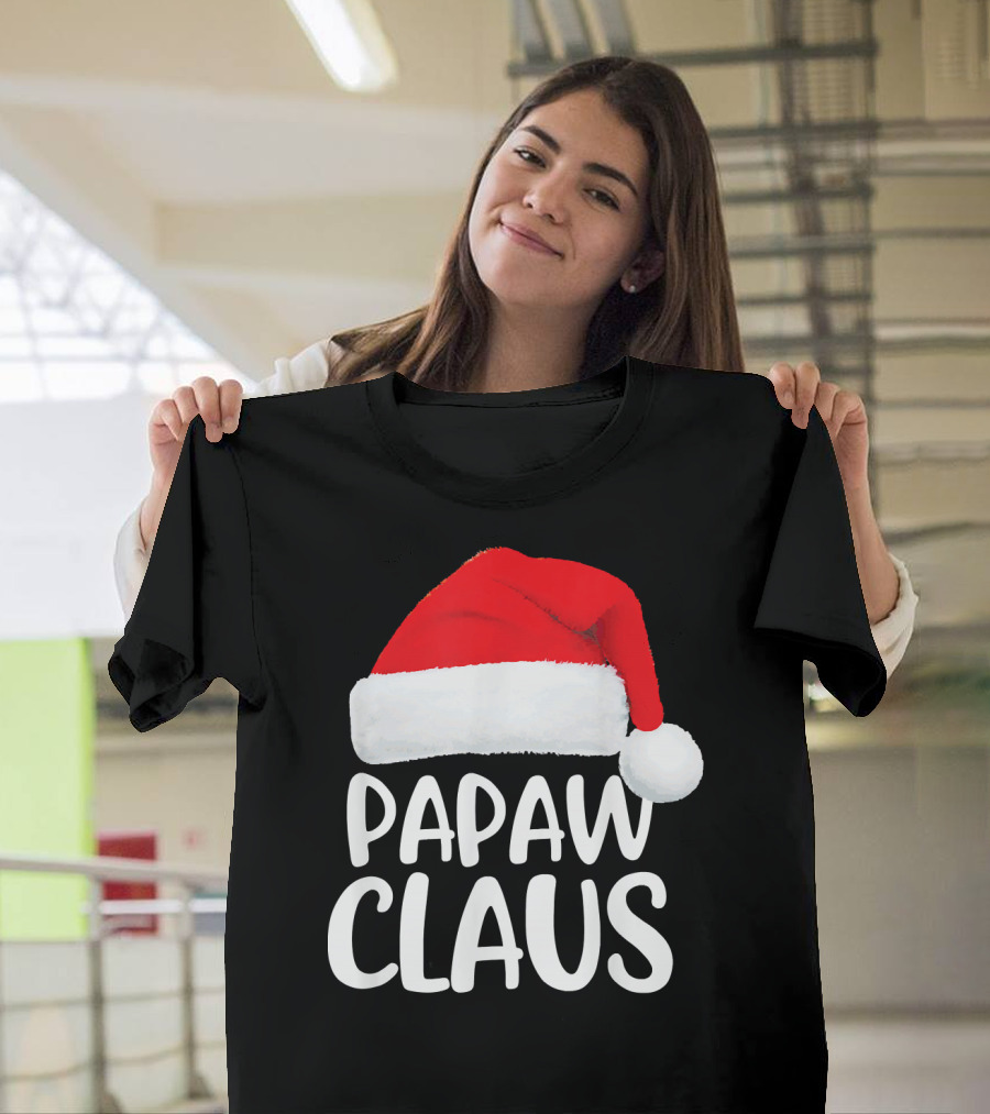 Papaw Claus Red Santa Hat Christmas T-Shirt
