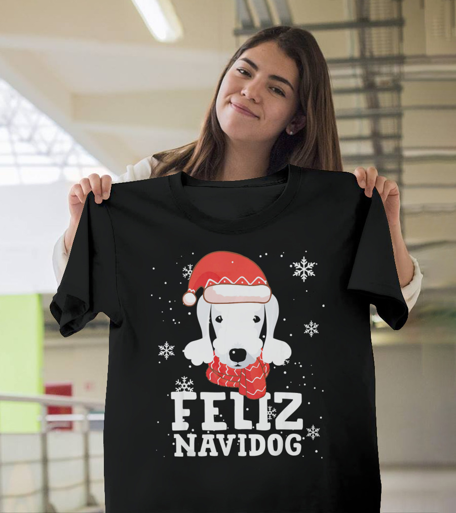 Feliz Navidog Bedlington Terrier Christmas Holiday Fun T-Shirt