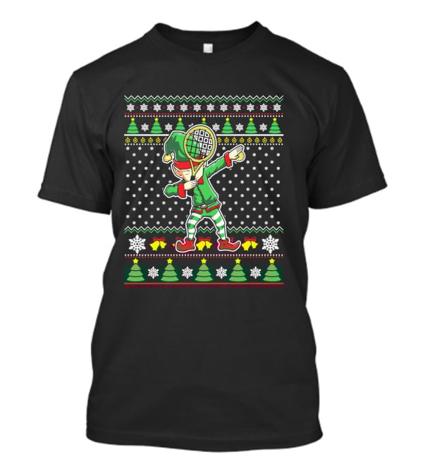 ELF Dabbing Tennis Dance Ugly Christmas T-Shirt