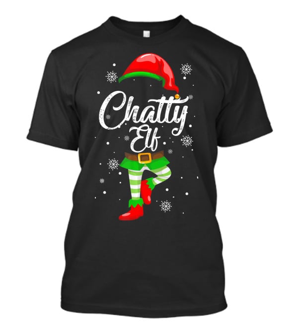 Chatty Elf Funny Christmas Costume Pajamas Festive Snowflakes T-Shirt