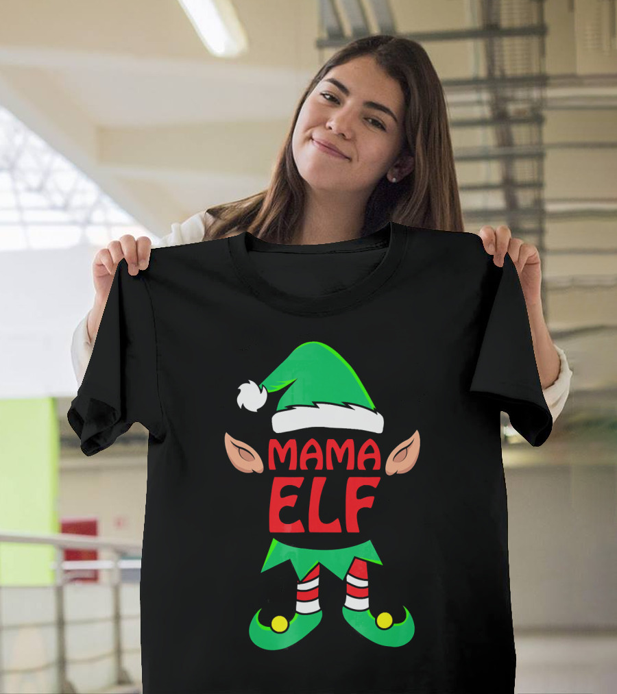 Mama ELF Christmas Family Matching Pajama T-Shirt