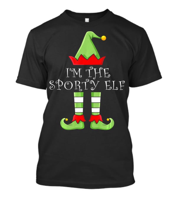 I'm The Sporty Elf Christmas Hat And Striped Shoes T-Shirt