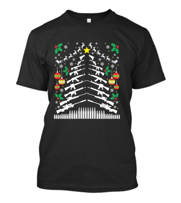 Guns AR 15 2nd Amendment Christmas Tree Funny Long Holiday T-Shirt