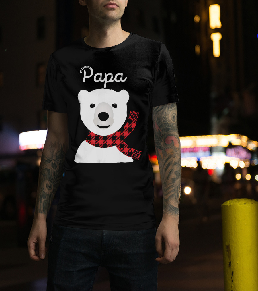 Papa Bear Buffalo Check Christmas Family Matching T-Shirt
