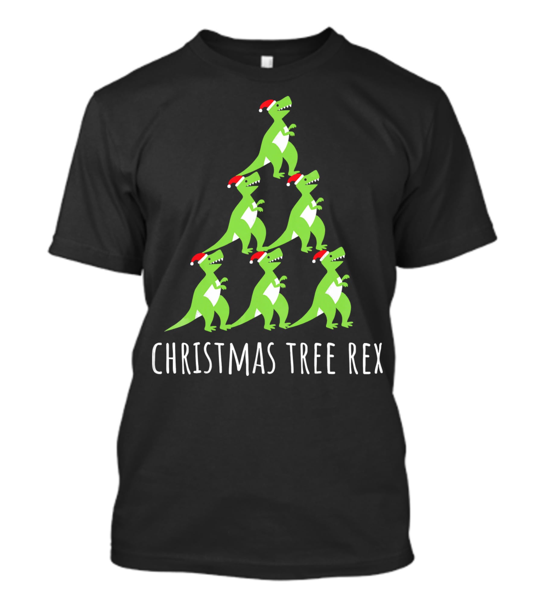 Christmas Tree Rex Dino Funny Boy Girl Santa Hats T-Shirt