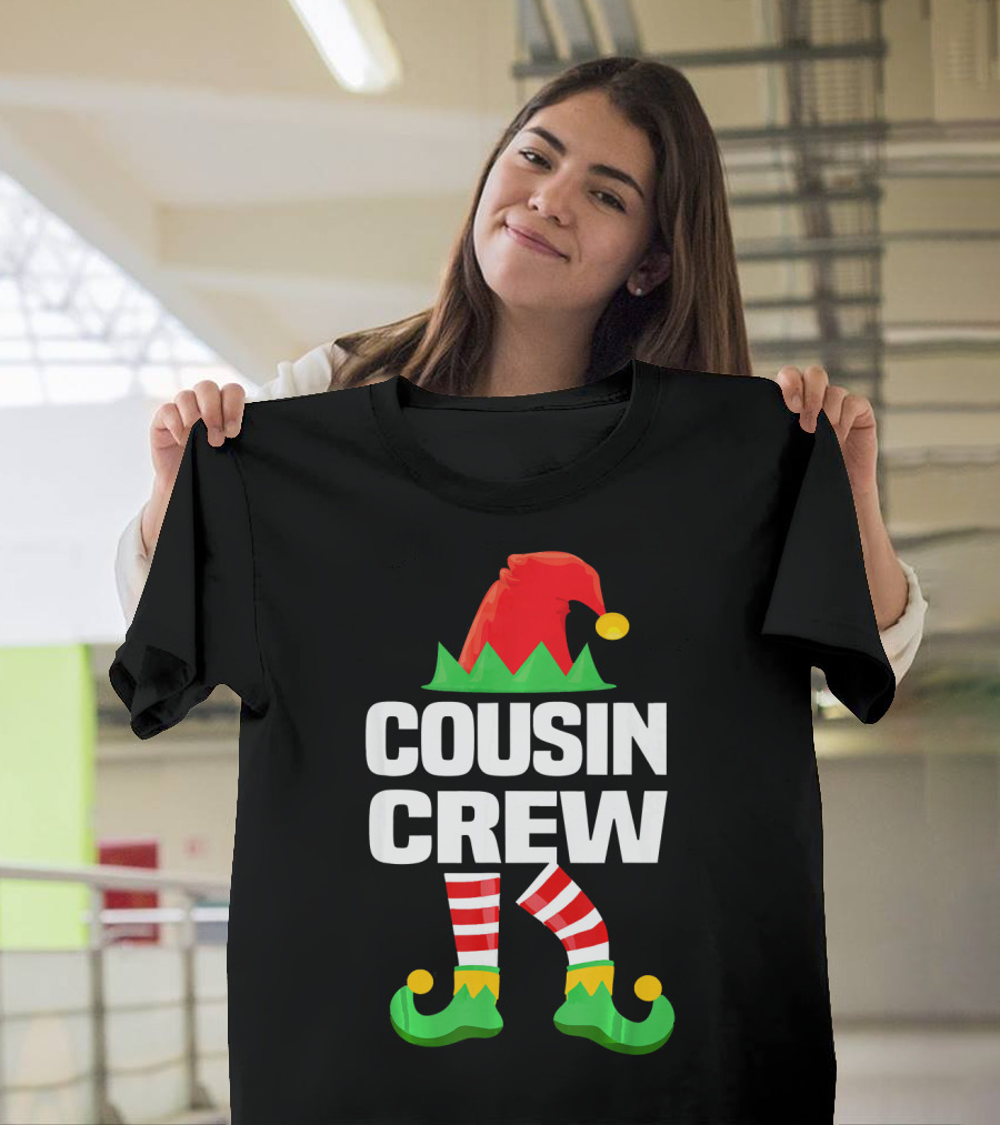Cousin Crew Elf Hat Striped Legs Christmas T-Shirt