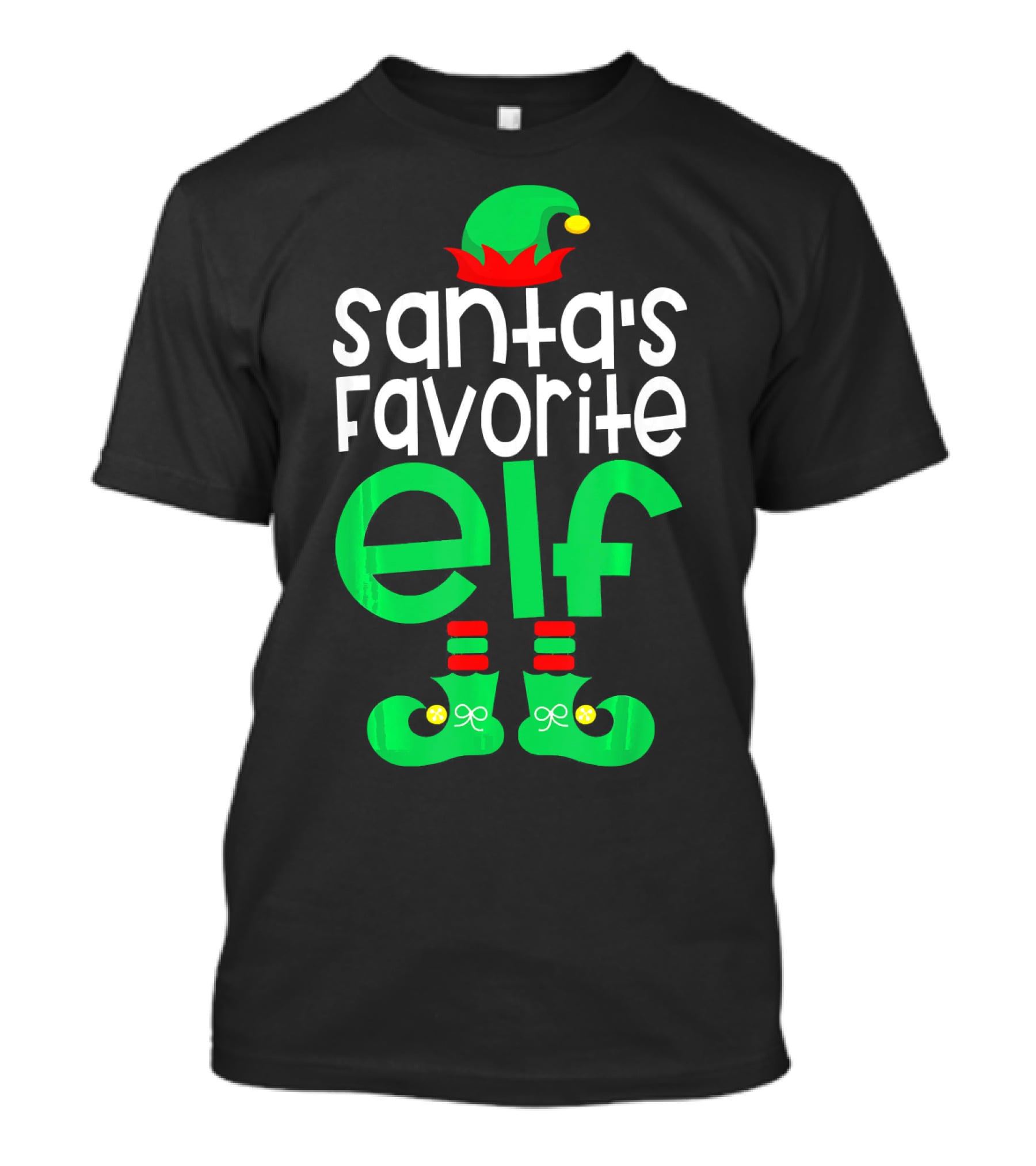 Santa's Favorite Elf Festive Outfit With Hat And Shoes T-Shirt