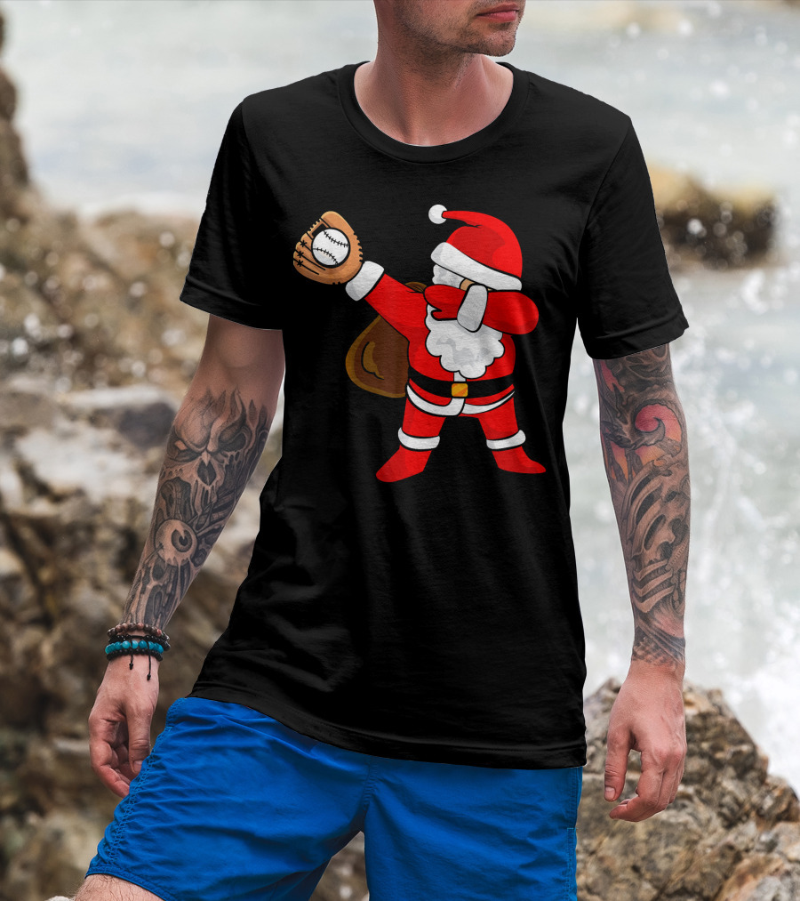 Santa Dabbing With Baseball Glove T-Shirt