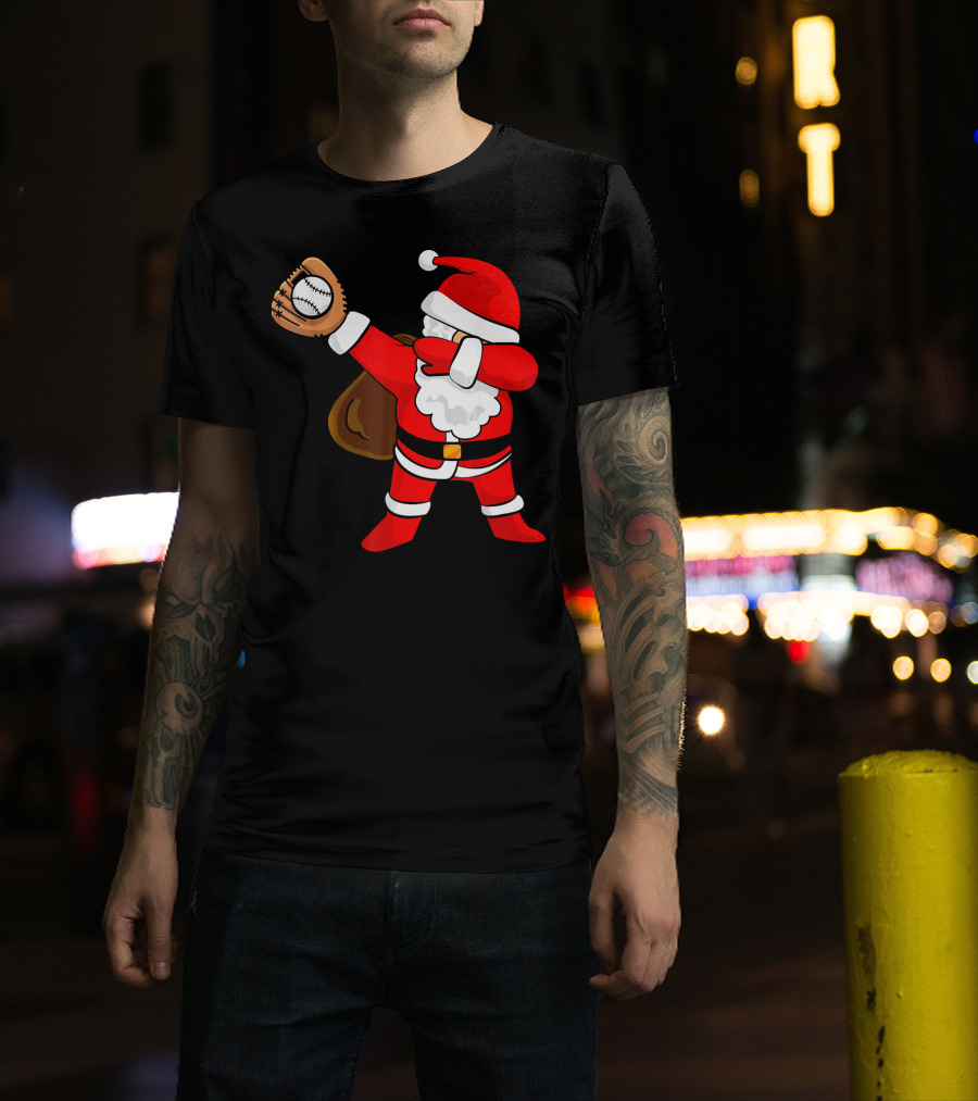 Santa Dabbing With Baseball Glove T-Shirt
