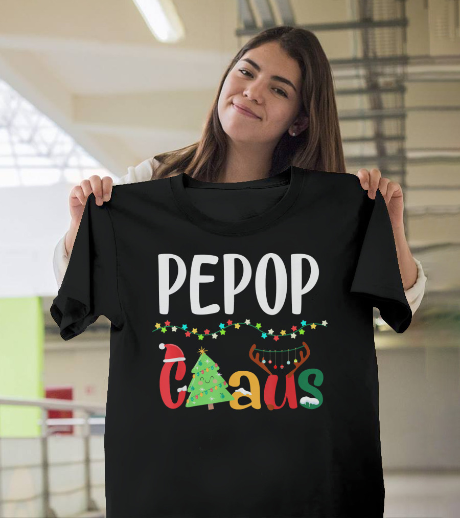 Mens PePop Claus Funny Xmas Santa Grandpa T-Shirt