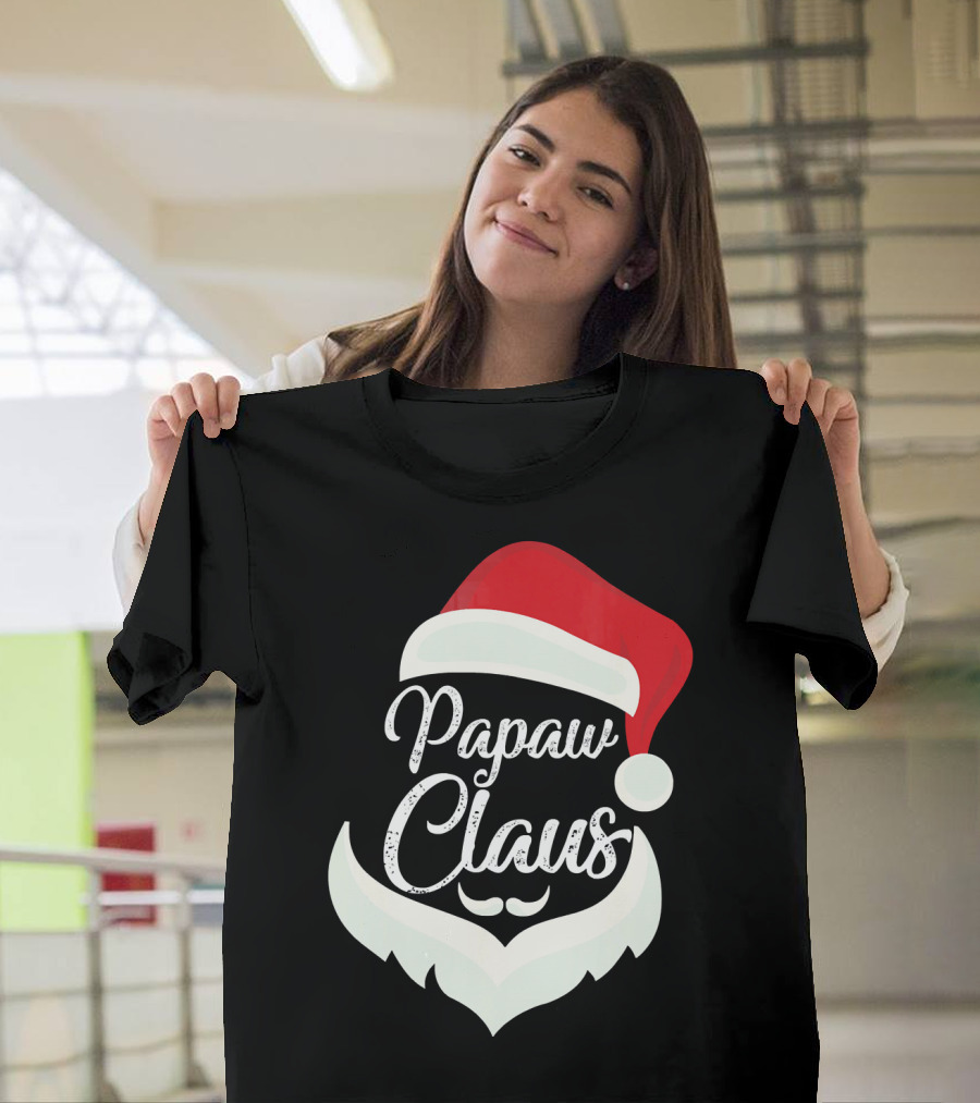 Papaw Claus Santa Hat White Beard Festive Christmas T-Shirt