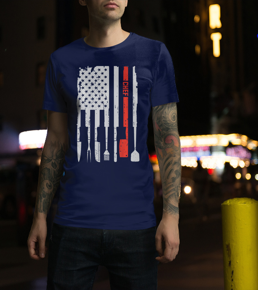 American Flag Baking Tools Chef Humorous Pastry T-Shirt