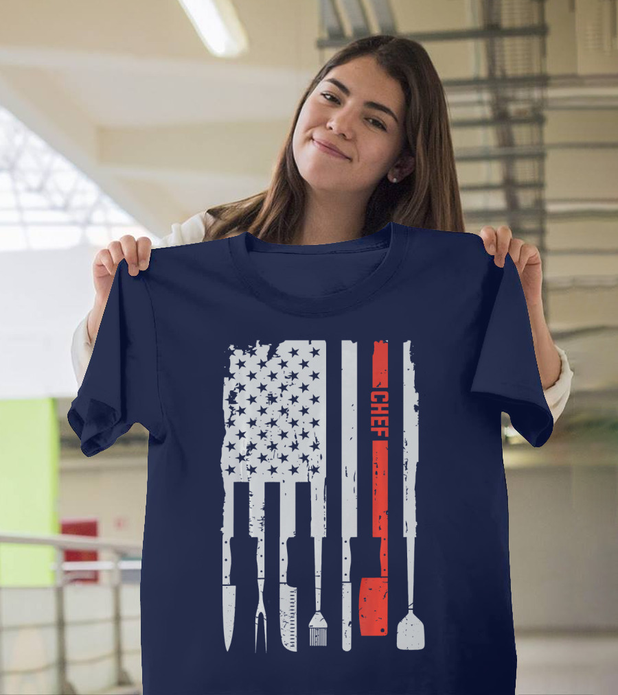 American Flag Baking Tools Chef Humorous Pastry T-Shirt