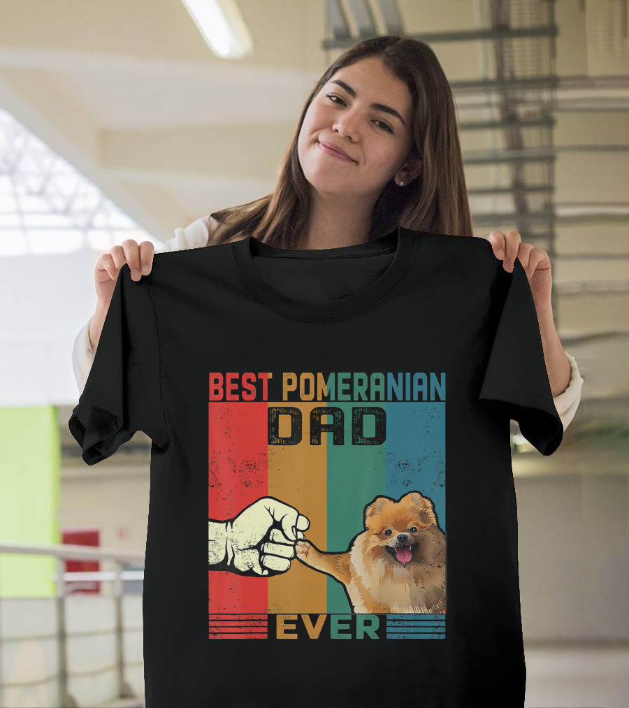 Best Pomeranian Dad Ever Vintage Fist Bump T-Shirt