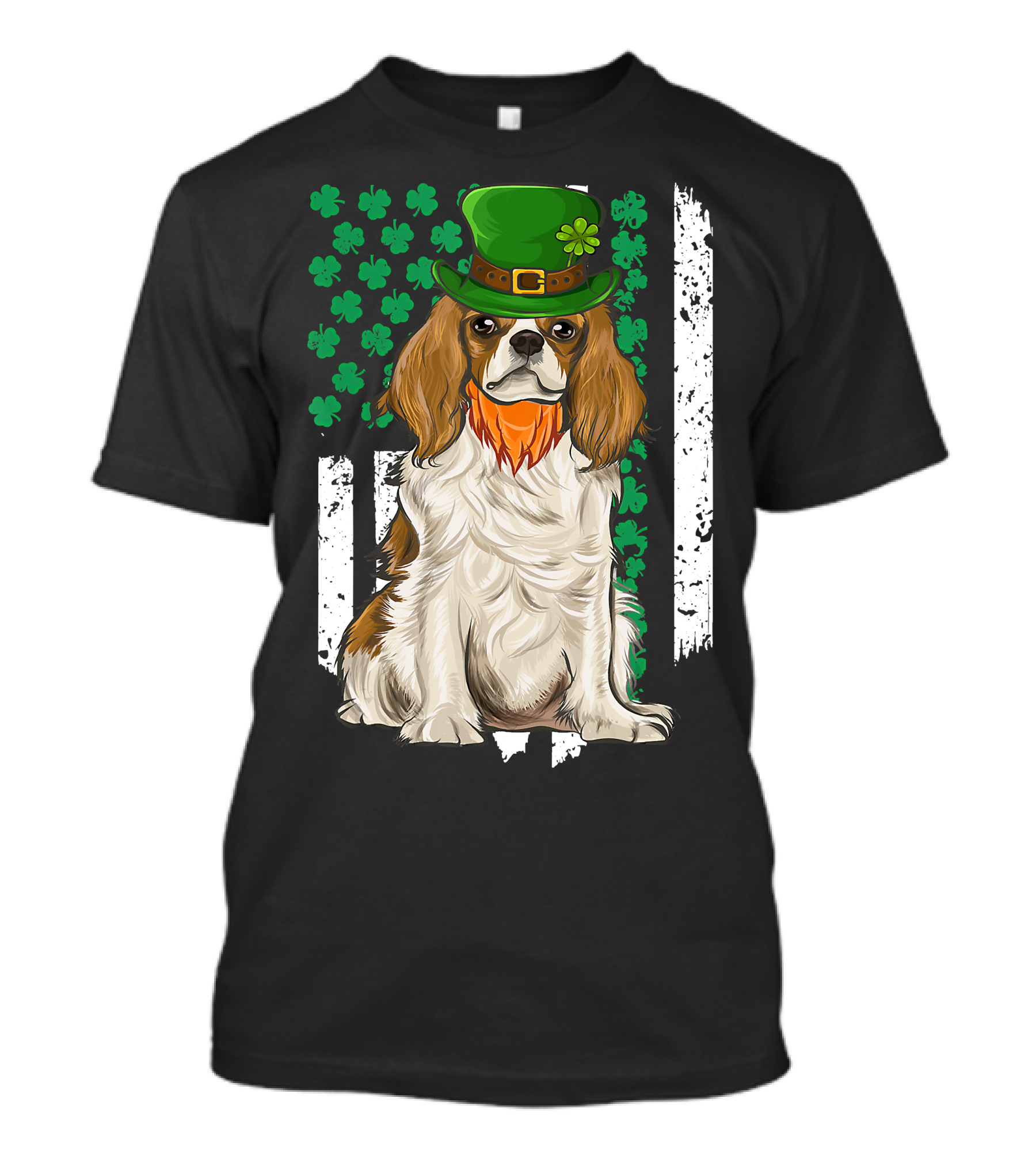 King Charles Spaniel St Patricks Day Irish Dog With Green Hat And Shamrocks T-Shirt