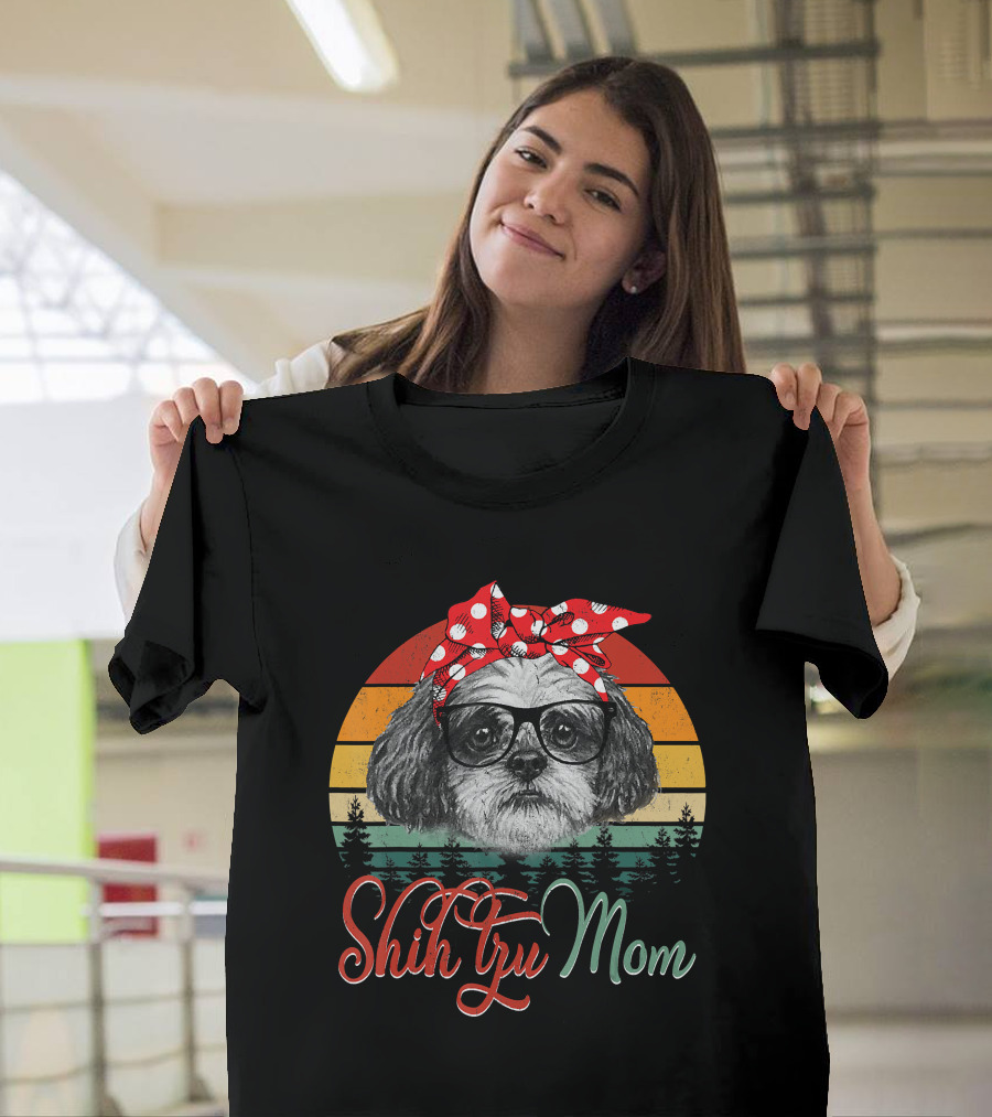 Shih Tzu Mom Retro Dog Lovers Mother T-Shirt