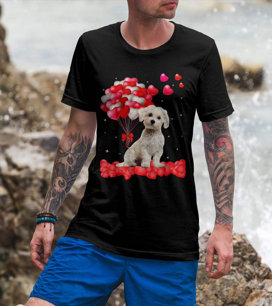 Heartfelt Maltese With Heart Balloons Valentine's Day T-Shirt