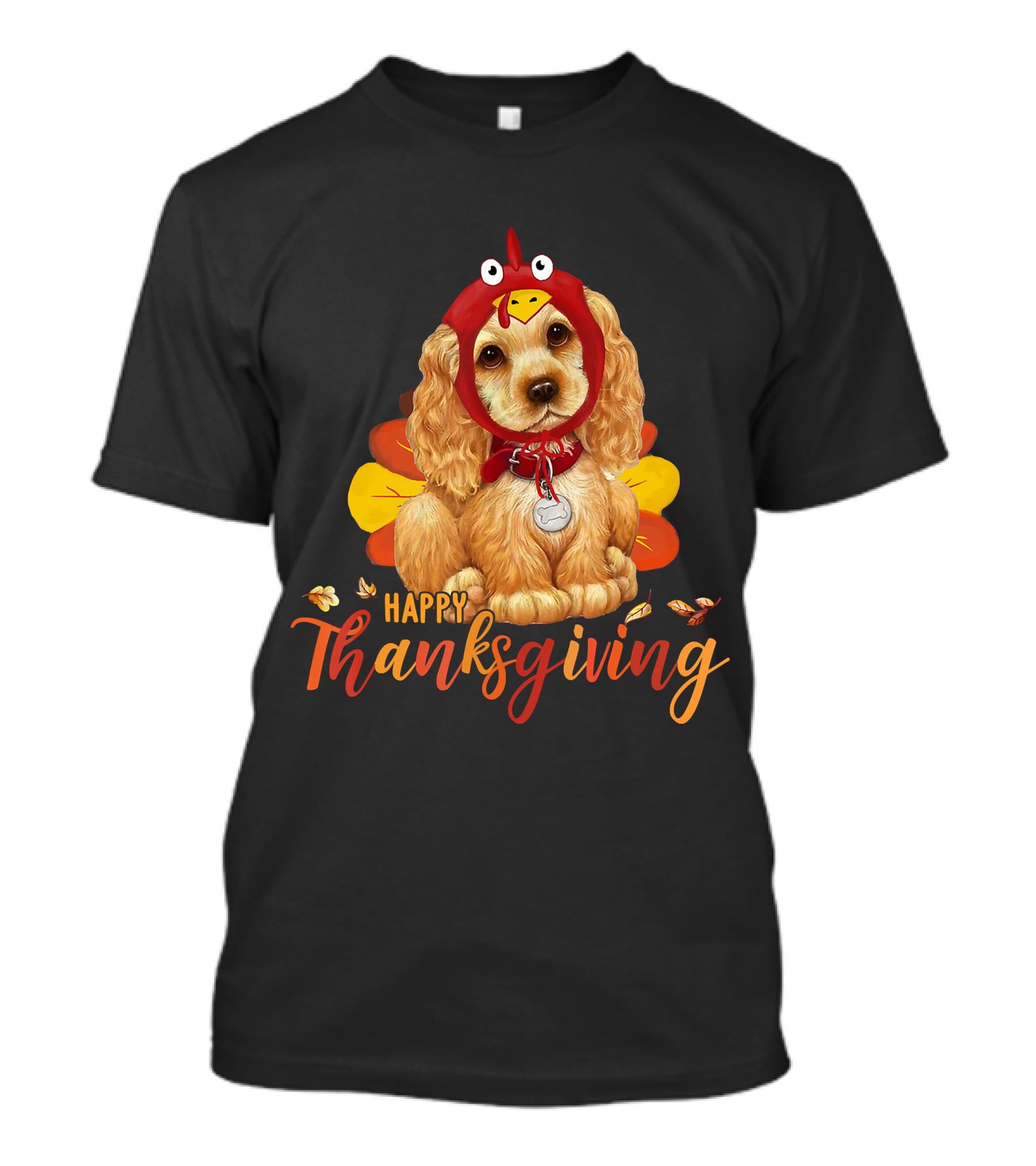 Cocker Spaniel In Turkey Costume Happy Thanksgiving T-Shirt