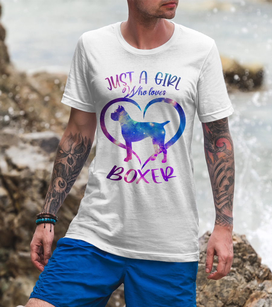 Just A Girl Who Loves Boxer Heart Galaxy T-Shirt