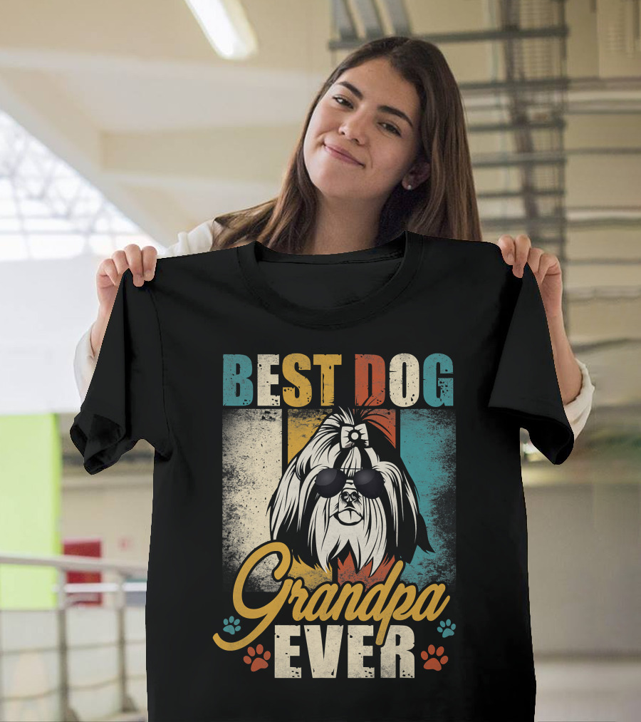 Best Dog Grandpa Ever Shih Tzu Father's Day T-Shirt
