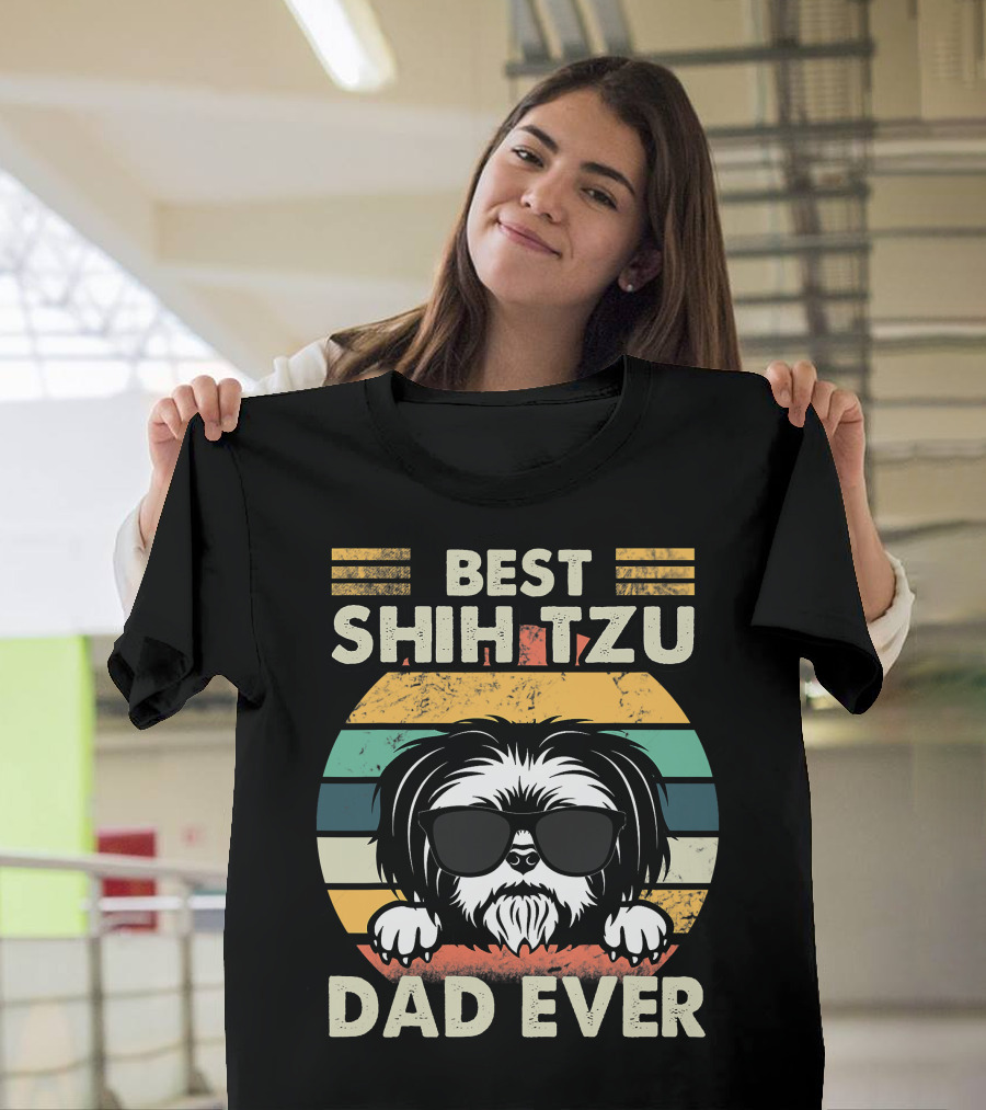 Best Shih Tzu Dad Ever Vintage T-Shirt