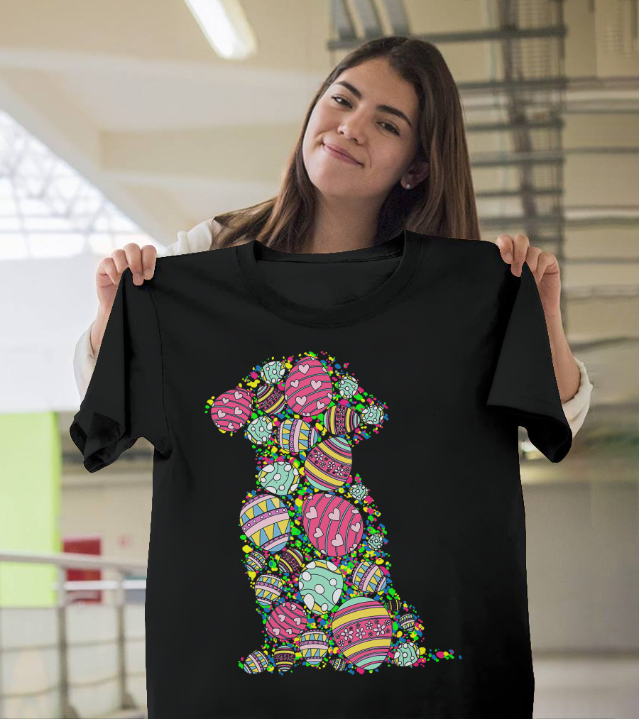 Colors Eggs Shih Tzu Dog Puppy Lover Easter Day Vibrant Festive T-Shirt