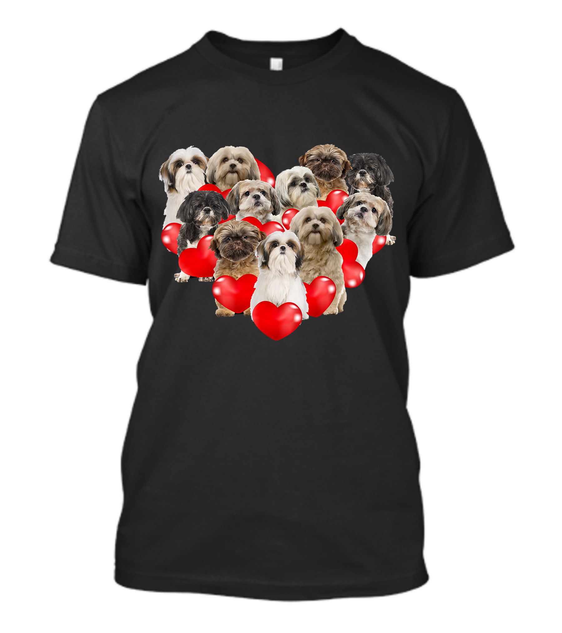 Shih Tzu Heart Puppies Valentine's Day Dog Love T-Shirt