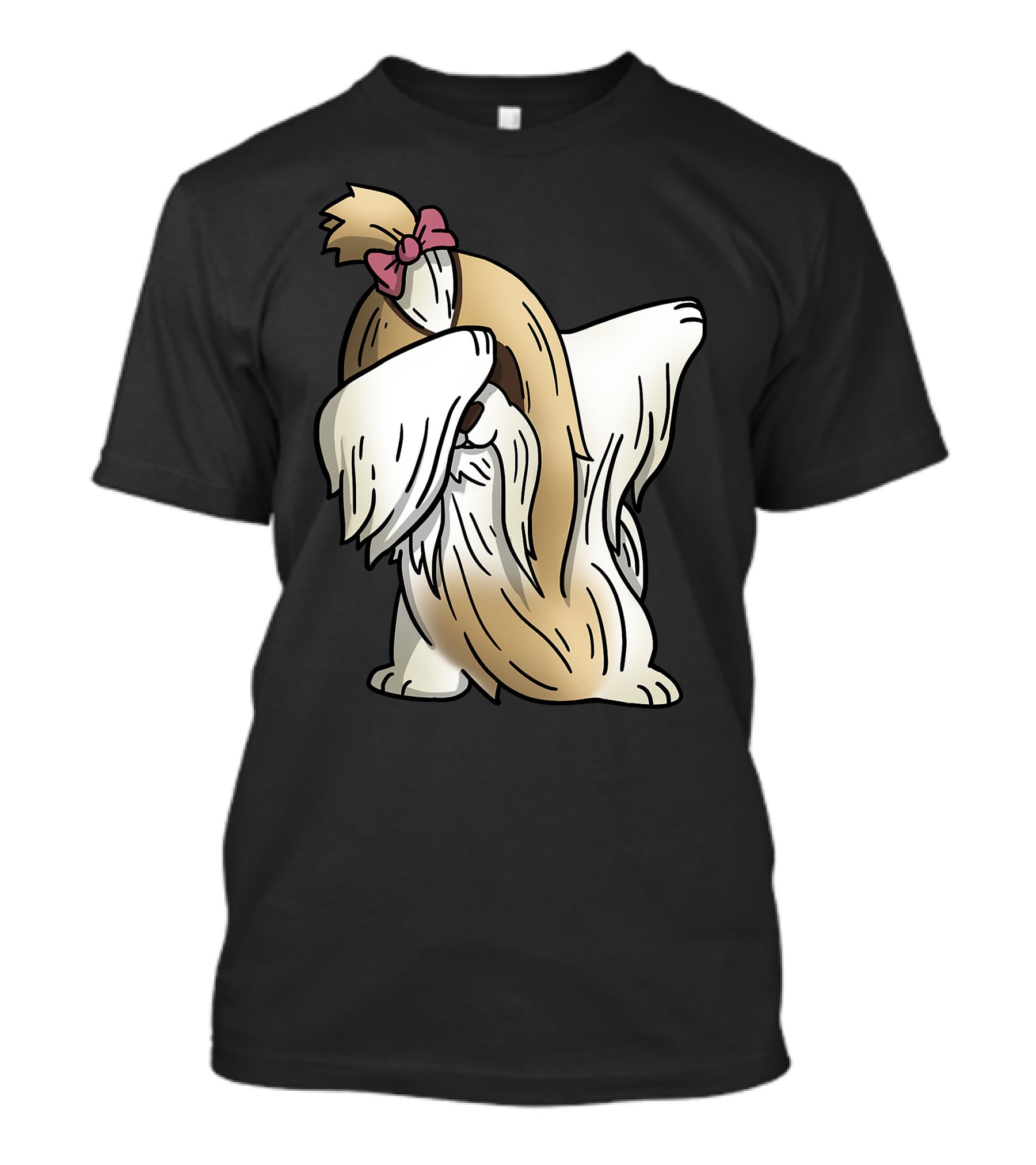 Dabbing Shih Tzu Dab Dance Long-Coated Dog With Bow T-Shirt