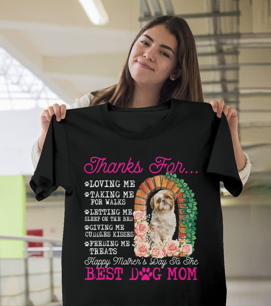 Thanks For Best Dog Mom Cute Shih Tzu Mother's Day T-Shirt