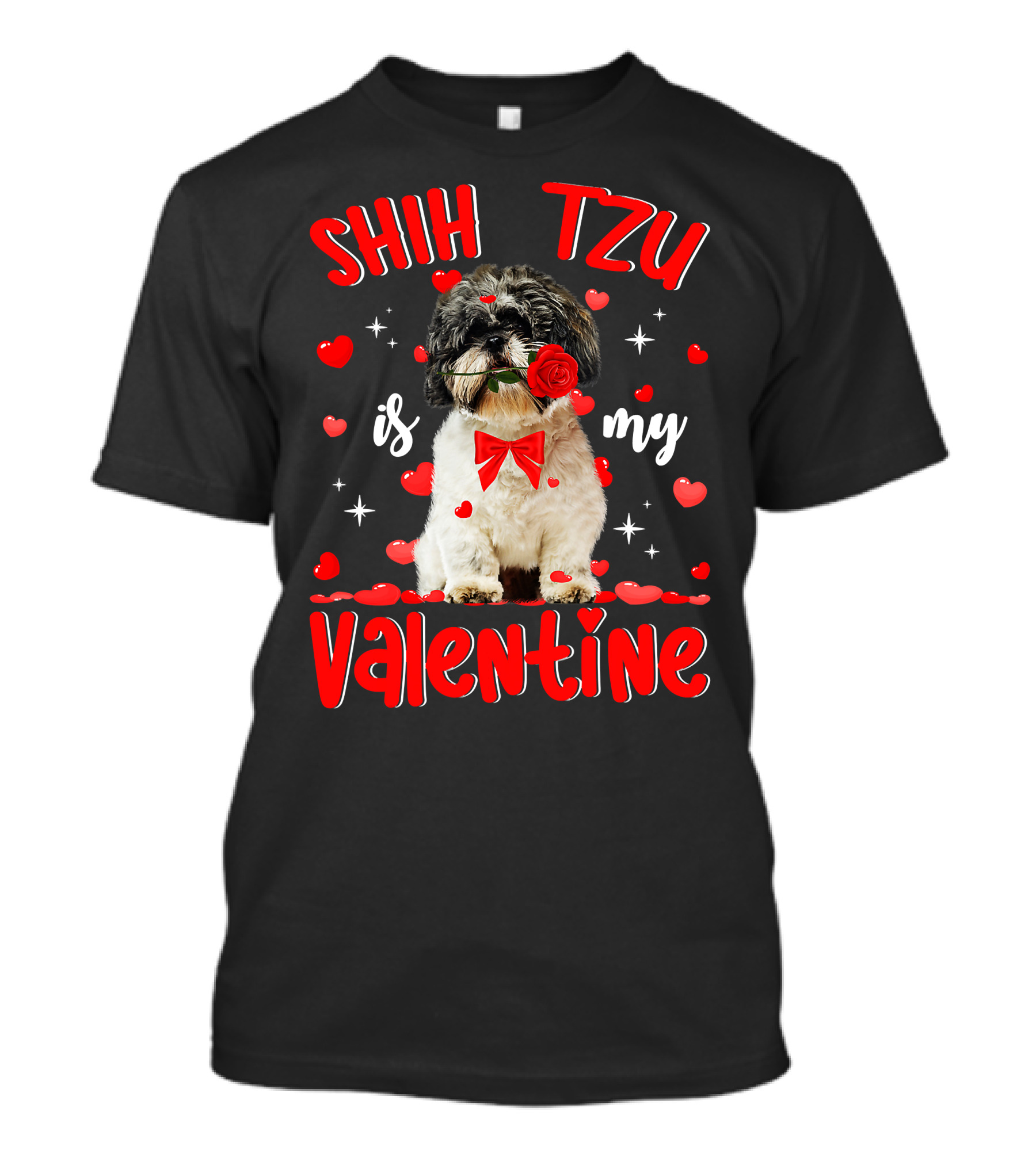 Shih Tzu Valentine Dog Dad Dog Mom T-Shirt