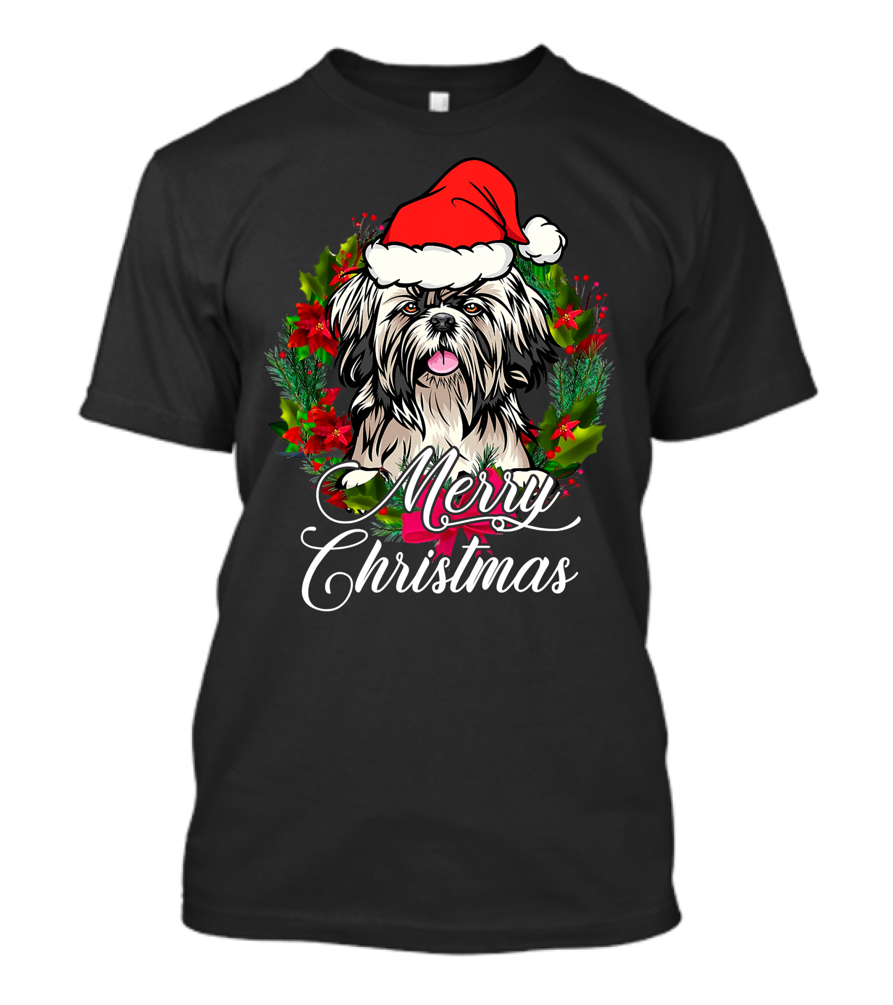 Merry Christmas Funny Shih Tzu Snow Holiday Pajama Xmas Tree Dec T-Shirt