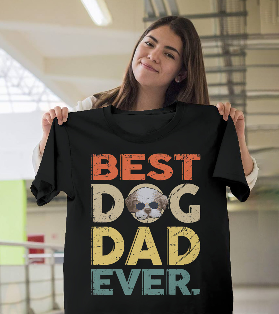 Best Dog Dad Ever Shih Tzu Father's Day Mens Gifts T-Shirt