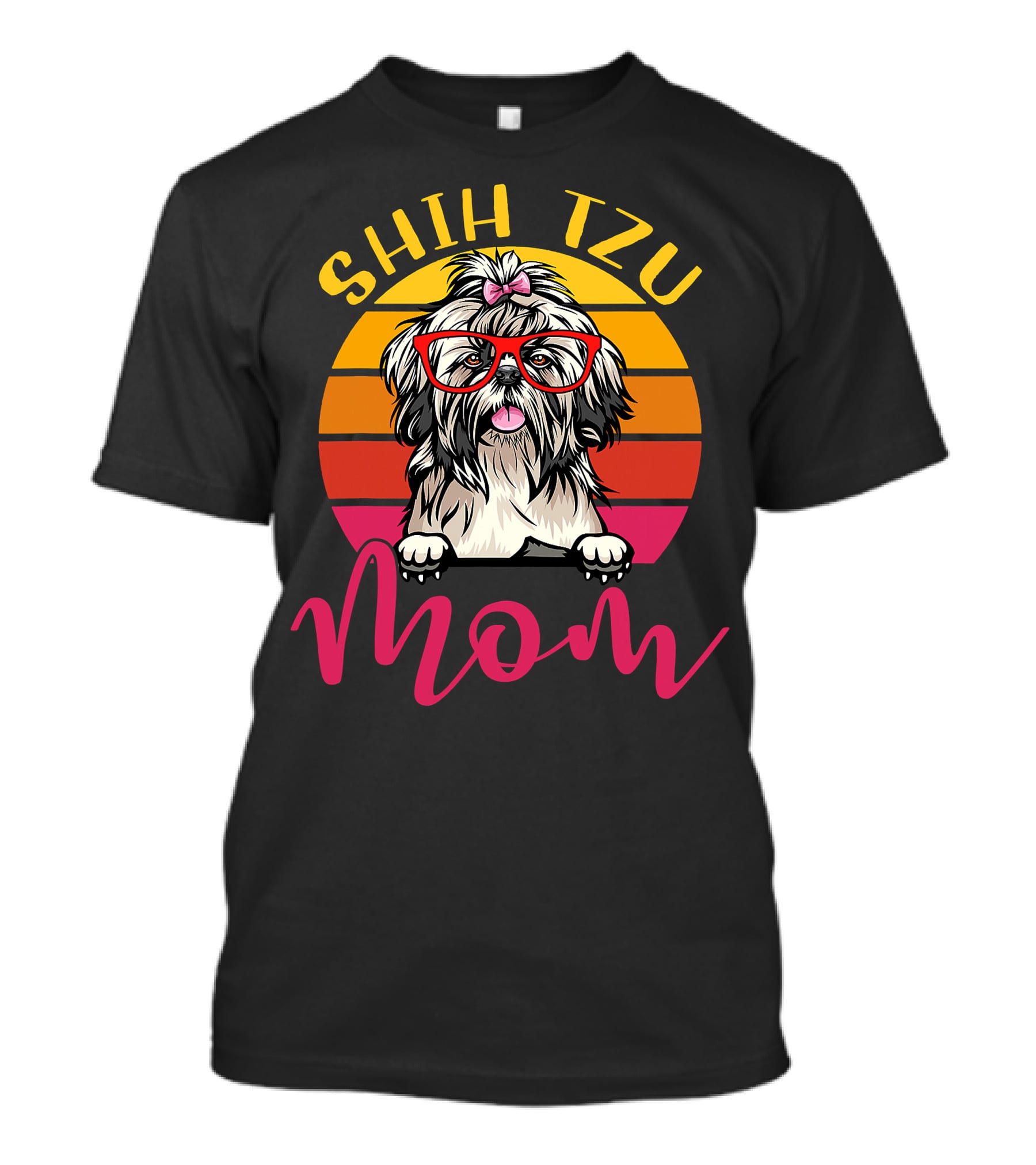 Shih Tzu Mom Retro Vintage Funny Dog Mama Mothers T-Shirt