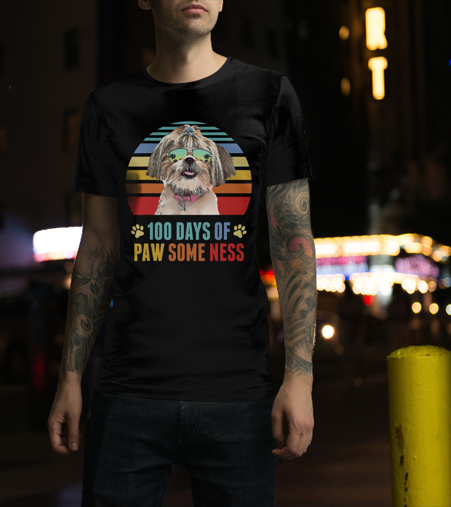 100 Days Of Pawsomeness Shih Tzu Dog T-Shirt