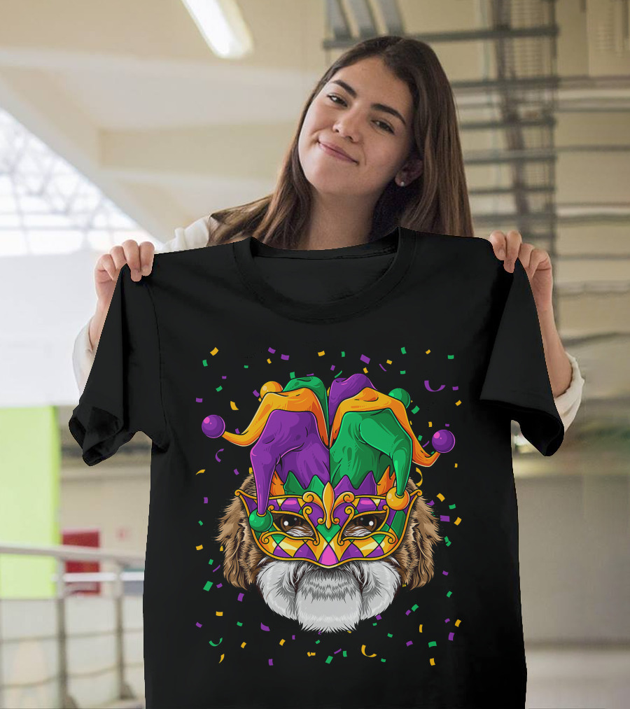Shih Tzu Dog Mardi Gras Carnival Jester Festi T-Shirt