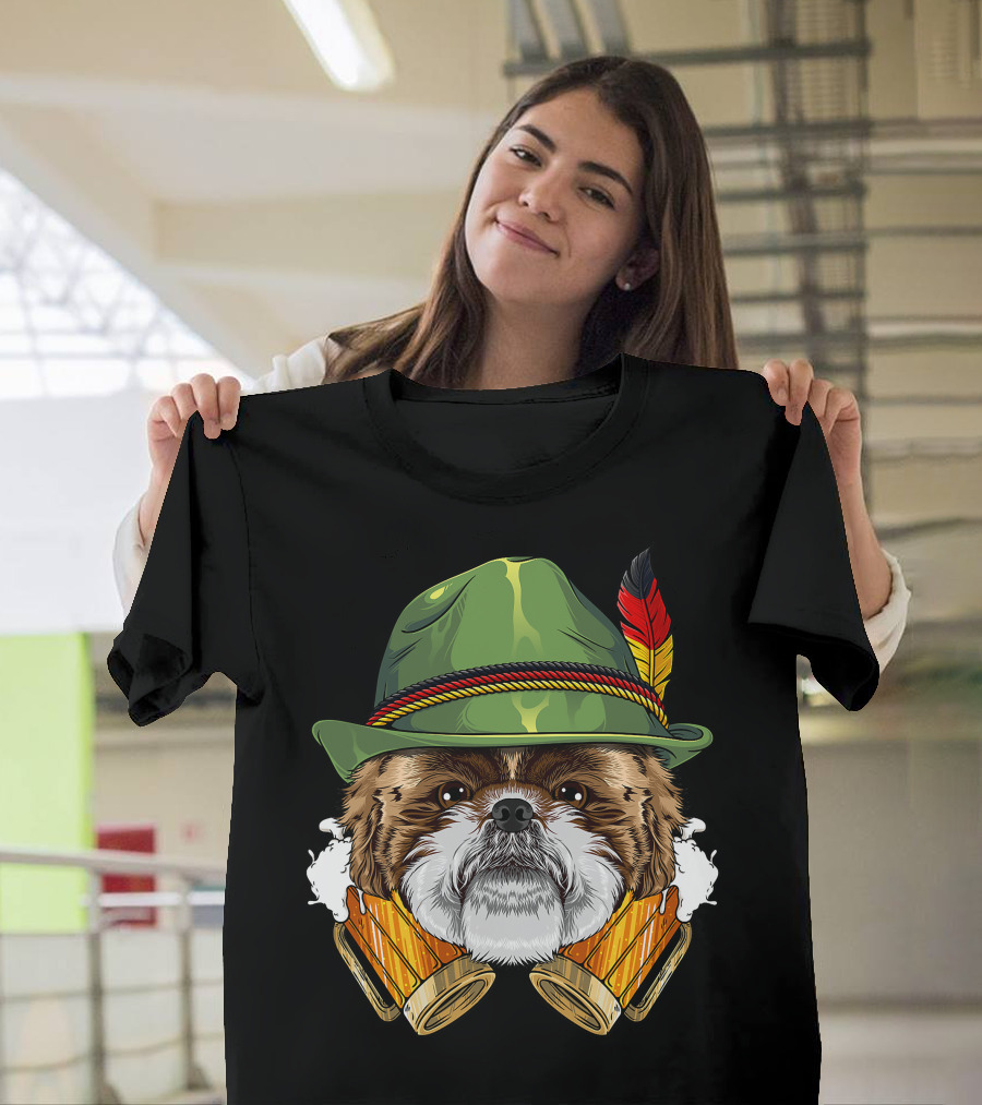 Shih Tzu Oktoberfest Beer Fest Lederhosen German T-Shirt