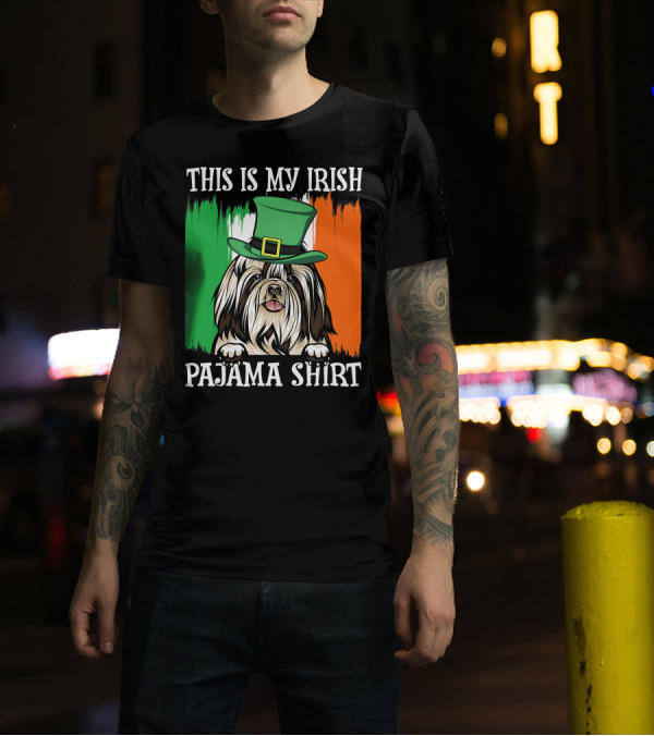 St Patrick's Day Shih Tzu Irish Flag Hat Pajama Vibe T-Shirt
