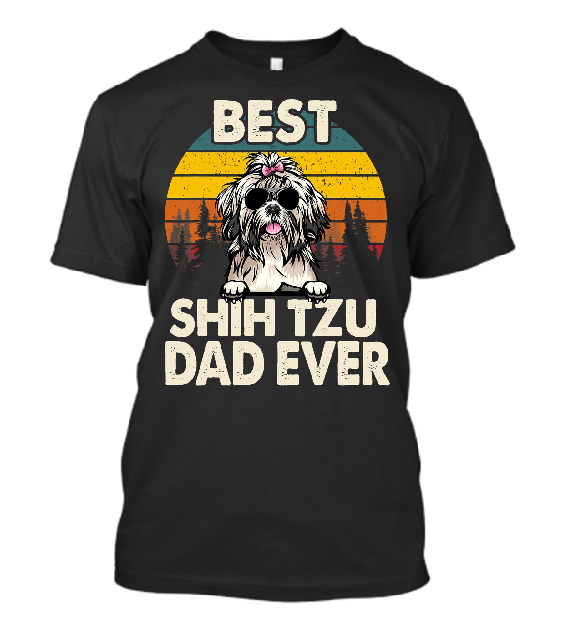 Best Shih Tzu Dad Ever Vintage Retro T-Shirt