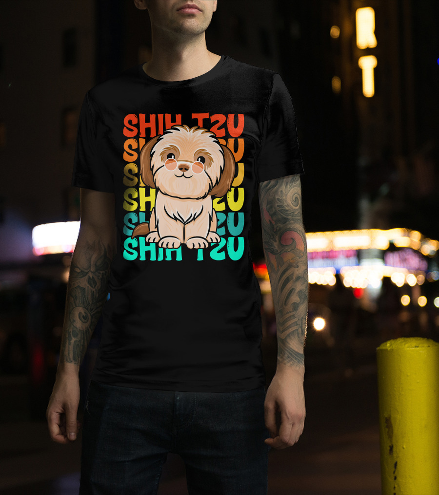 Shih Tzu Vintage Shihtzu Dog Retro Colors T-Shirt